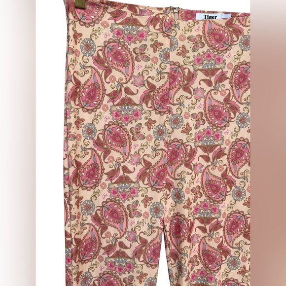 Tiger Most Womens High Rise Pink Paisley Butterfly Flare Pants Medium Fairycore - Picture 3 of 8